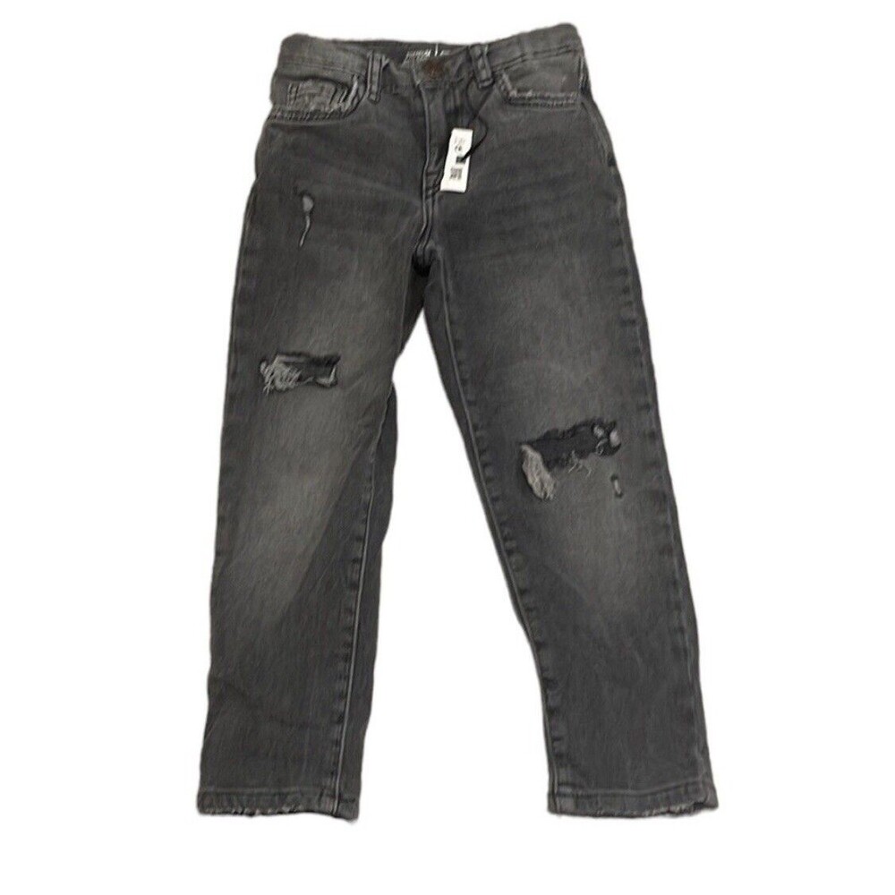 Zara Boys Destroyed Straight Fit Jeans NEW Size 6 Black